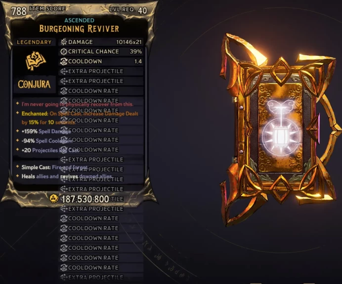 [MODDED] L40 REVIVER (ENCHANTED DMG 15%!) - 10.146x21 DMG - 39% CRIT - 1.4S COOLDOWN - HEAL/REVIVE ALLIES - INSANE!!!