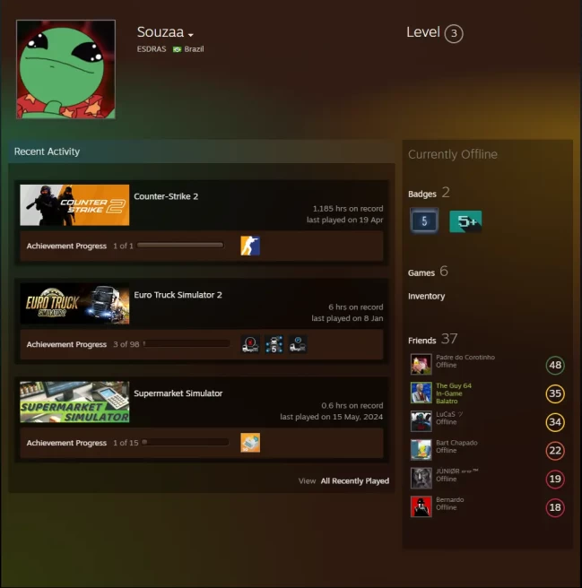 CS2 Prime 1185 hours+6Medals(2021-2022-2023-2024 Service Medal/10 Year Birthday Coin/Global Offensive Badge)