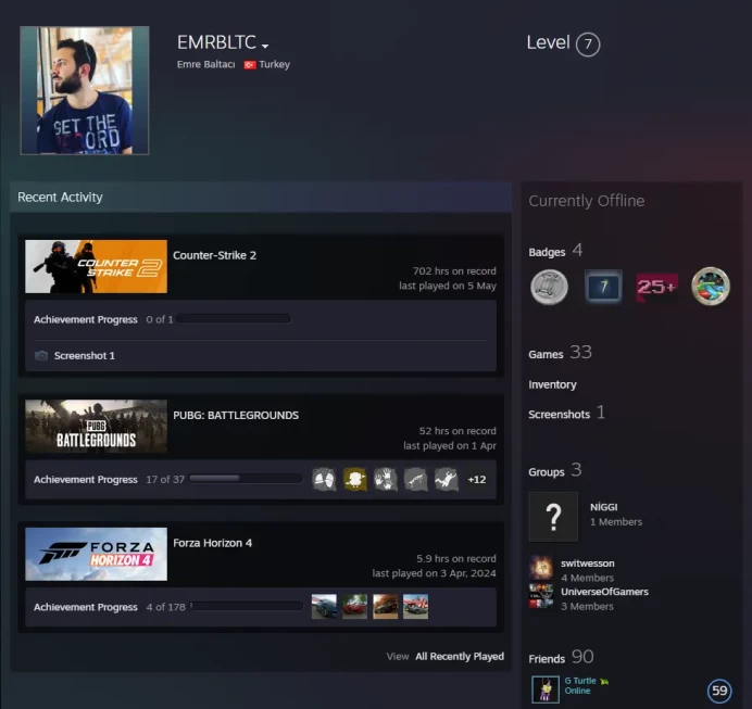 33Game-CS2 Prime+5Medals(2018-2023 Service Medal/5Y/Loyalty Badge/Global Offensive Badge)