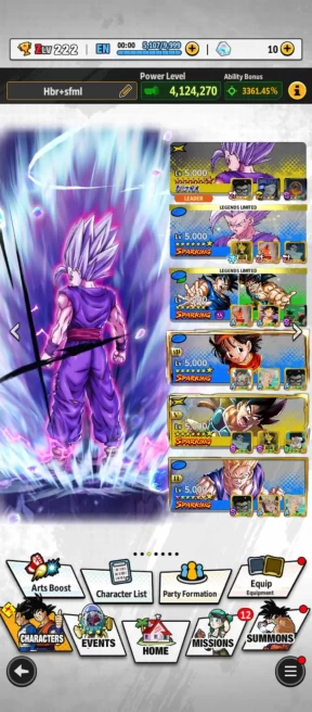 UL Gohan Beast FULL+LF (Beast Gohan 7S+Gohan pur+Piccolo 7S+ss3 Goku+Cooler+GokuBarrdock) Have Equipment-ANDROID-IOS-BANDAI (746)