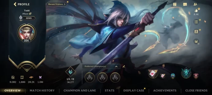 Level 204 / Local EU /EMERALD/ 119 Skins/ 3 Mythic /126 Champion / Full Access