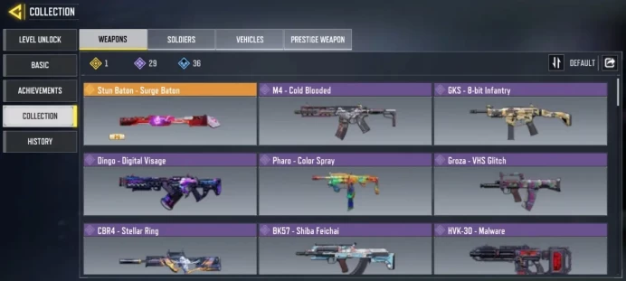 Level 71 / 1 legend gun / 29 epic guns / 17 characters / Changable email / single save / cod 14