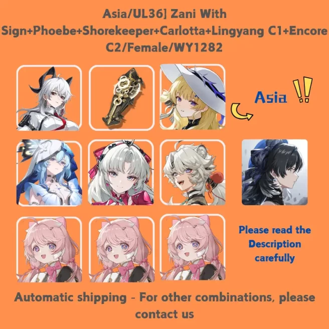 Asia/UL36] Zani With Sign+Phoebe+Shorekeeper+Carlotta+Lingyang C1+Encore C2/Female/WY1282