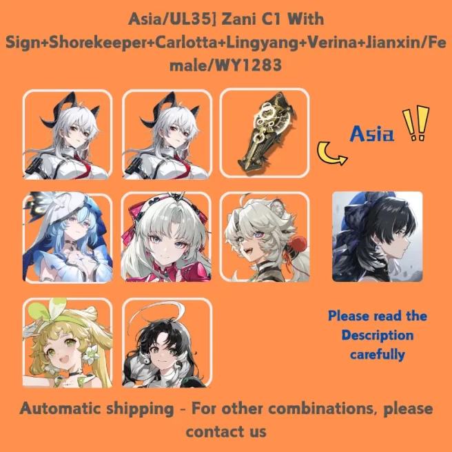 Asia/UL35] Zani C1 With Sign+Shorekeeper+Carlotta+Lingyang+Verina+Jianxin/Female/WY1283