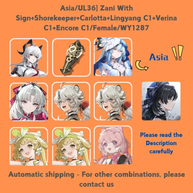 Asia/UL36] Zani With Sign+Shorekeeper+Carlotta+Lingyang C1+Verina C1+Encore C1/Female/WY1287