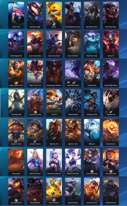 Level 90 / Local EU /PLATINUM/ 126 Skins/ 1 Mythic / 126 Champion / Full Access