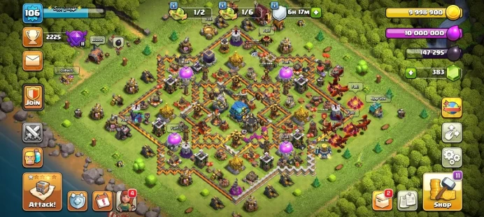 Th 12 / LeveL 106 / Gems 383 / Heroes (39 39 23 12) / CN 500 / code 411