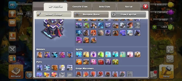 Th 15 / LeveL 191 / Gems 1284 / Heroes (63 75 46 50 28) / CN 1500 / code 417
