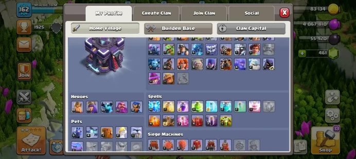 Th 15 / LeveL 162 / Gems 461 / Heroes (60 59 45 33 12) / CN 500 / code 424
