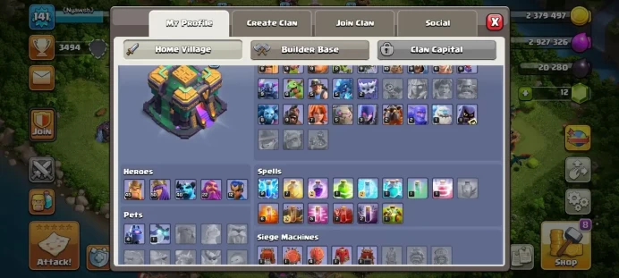 Th 14 / LeveL 141 / Gems 12 / Heroes (45 50 40 22 12) / CN 1000 / code 430