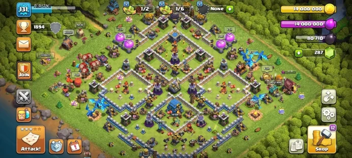 Th 12 / LeveL 131 / Gems 287 / Heroes (30 40 20 20) / CN 500 / code 431