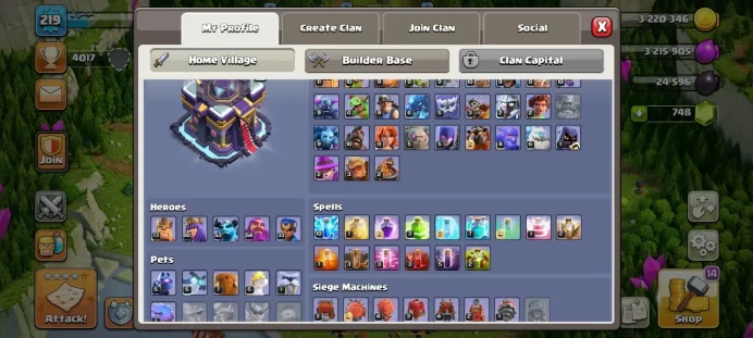 Th 15 / LeveL 219 / Gems 748 / Heroes (73 80 53 54 33) / CN 2500 / code 433