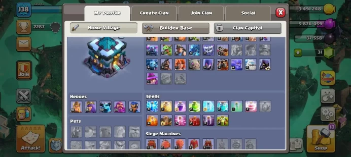 Th 13 / LeveL 138 / Gems 31 / Heroes (50 55 40 25 8) / CN 1000 / code 444