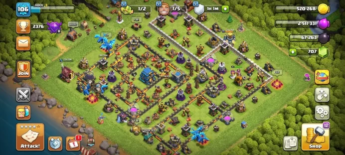Th 12 / LeveL 106 / Gems 707 / Heroes (46 48 20 18) / CN 1000 / code 450
