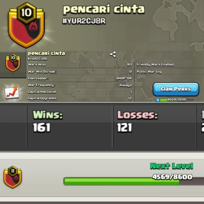 C16◆Win 161◆Loss 121◆Name: Pencari cinta◆Level 10.5◆Positive War Log◆EXTRA ORDINARY STORE