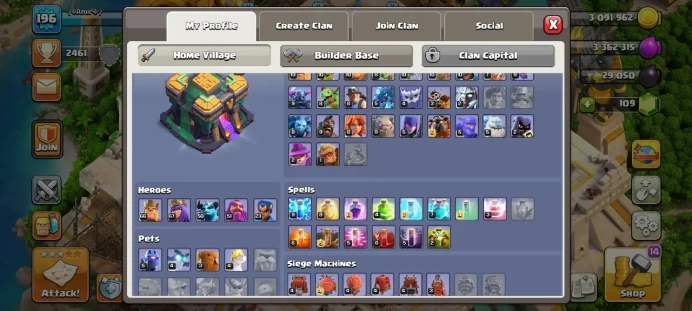 Th 14 / LeveL 196 / Gems 109 / Heroes (66 67 50 51 23) / CN 1000 / code 461