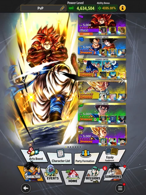 D412-Super Vip Team Fusions+5 UL(SS4 Gogeta Full Red Star+Super Gogeta)+Vip Equipment+47 Legends Good Star+2 Fusion Full Red Star+Nice Zenkai