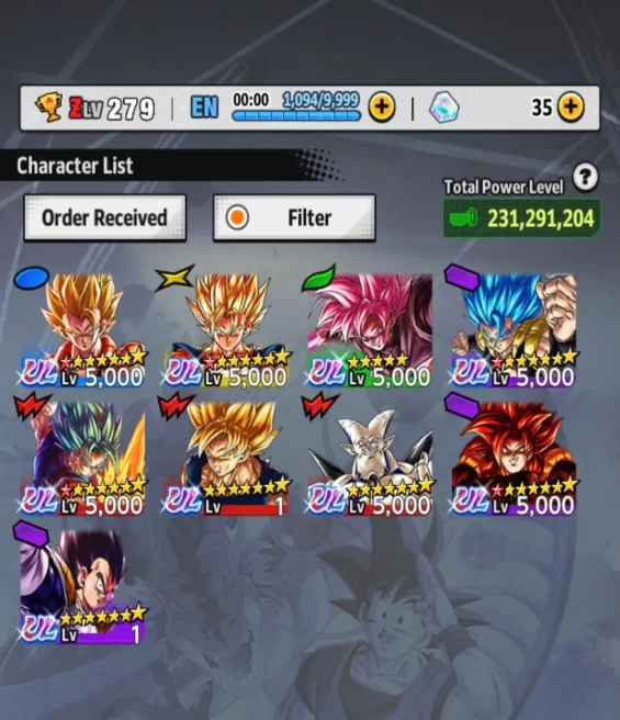 D421-IOS+Android-Vip Account-9 UL(SS4 Gogeta+Vegito+Gogeta+Rose+Super Gogeta+Super Vegito)+Vip Equipment+47 Legends Good Star +Good Zenkai