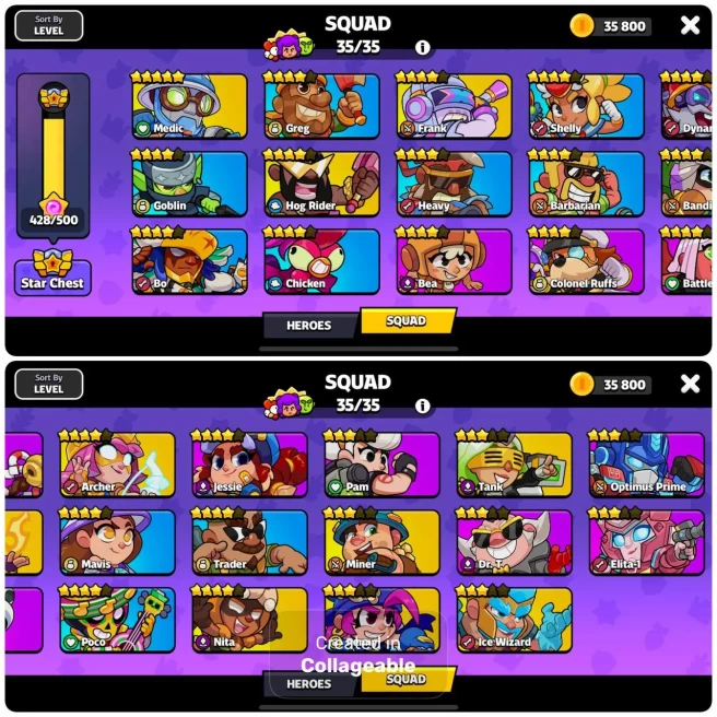 35 Characters - 2 Heroes - 1x Ultimate - 26x Ultra - 32 Skins - 6355 Tickets - 1133 Hero Points - 93 Emotes-Code104