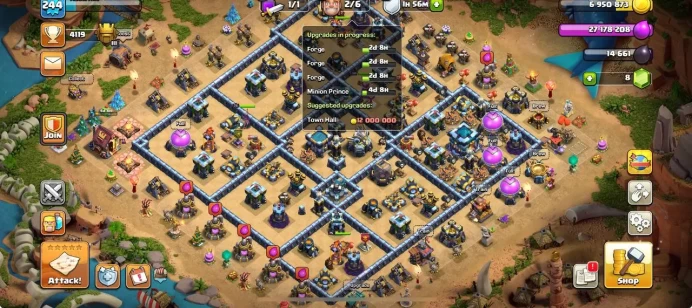 TH 13 FULL MAX (ONLY NEW HERO LEFT) | XP 244 | WAR STAR 3018 | PRIMAL SCENERY | AMAZING & RARE ACCOUNT | INSTANT DELIVERY