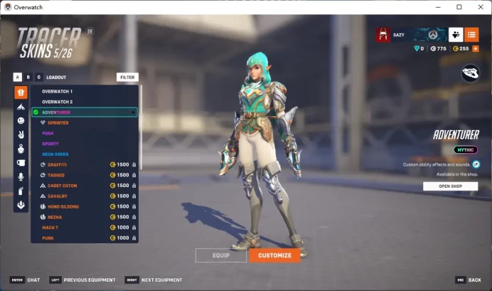 TRACER / ADVENTURER /  3  Gold Weapons / Full Mail Access / see the picture / Please Read Description  / xmsw
