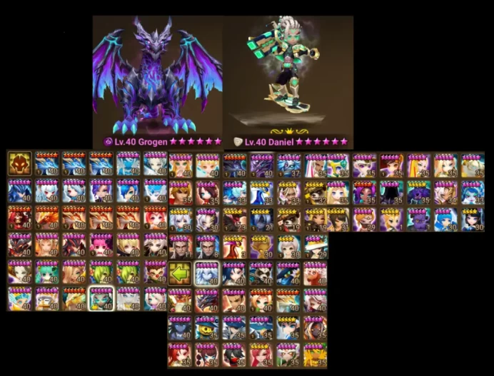 Global - 2 LD5 - Grogen ( Dark Dragon ) + Daniel ( Light Sky Surfer ) + 32 Nat5 + Tower 200 + 1 Hell + Chow + Rica + Tiana + Seara + Liam +R