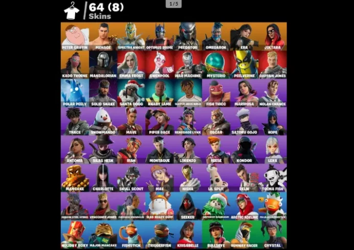 [PC/PSN/XBOX] 64 skins  | Satoru Gojo  | Menace  | Spectra Knight  | Optimus Prime  | Predator  | Omegarok  | Era  | Joltara 