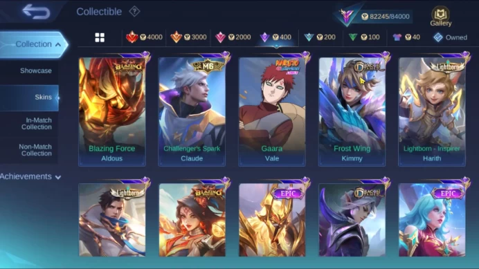 Hero 123 Skin 275|Legend Miya,Naruto Lucas,Alucard starwars,Ruby Aspirants,Luckybox (Haya+Selena), ETC|TAKE EMAIL|(MLBB1116)