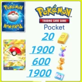 Global Server /860draws - Pokémon Gold Bricks*20 - Pack Opening Hourglass*1900 - Challenge Hourglass*600- Store coupon*1900--Crown Card*1