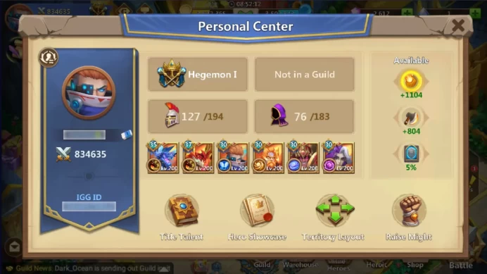 834K MIGHT | DYNAMICA 37 LVL I TOWN HALL 24 LVL I 44 GOLD HEROES I 2600 GEMS