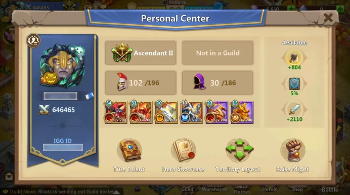 646K MIGHT | SERRATICA 34 LVL I DYNAMICA 31 LVL I BASE 30 LVL I TOWN HALL 30 LVL I 60 GOLD HEROES I 5K GEMS