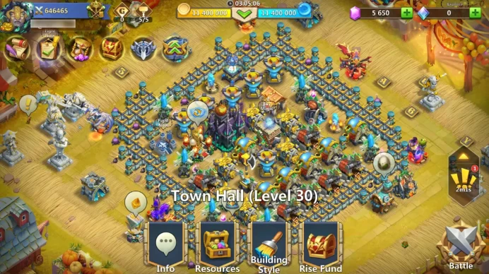 646K MIGHT | SERRATICA 34 LVL I DYNAMICA 31 LVL I BASE 30 LVL I TOWN HALL 30 LVL I 60 GOLD HEROES I 5K GEMS