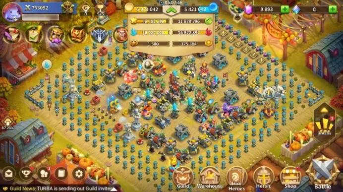 753K MIGHT | DYNAMICA 35 LVL I BASE 30 LVL I TOWN HALL 30 LVL I 16 GOLD HEROES I 9K GEMS