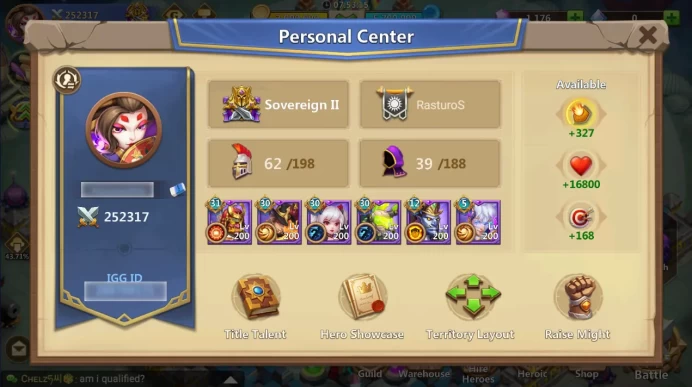 252K MIGHT | BASE 10 LVL | TOWN HALL 25 LVL | 12 GOLD HEROES | 1K GEMS 