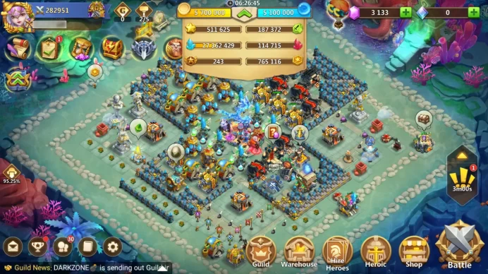 282K MIGHT | COLD HAIR 30 LVL | TOWN HALL 23 LVL | HERO BASE 17 LVL | 3K GEMS 