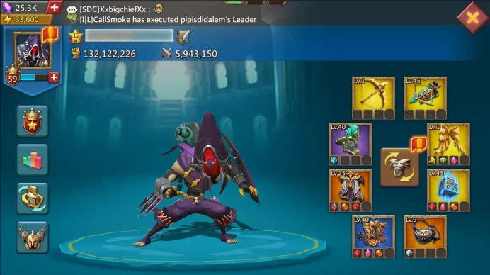 132/300M MIGHT | 104M RESEARCH | T3 TROOPS 78K | 25K GEMS | 4 GOLD HEROES 59 LVL 