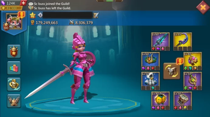 179M MIGHT | 131M RESEARCH | T4 TROOPS 4M | 124K GEMS | 6 GOLD HEROES 60 LVL 