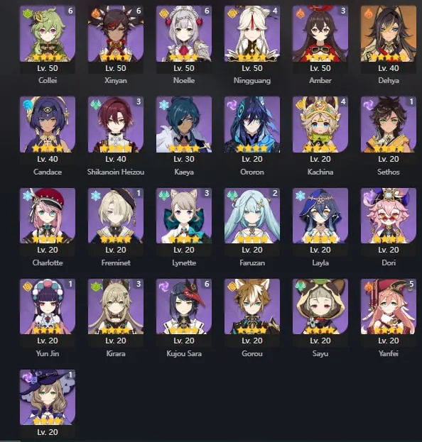    Genshin / EU / AR60 / 21 Legends / Xilonen / Arlecchino / Xianyun / Furina / Neuvillette / Alhaitham / Nahida / Yelan  Raiden Shogun   gg17  