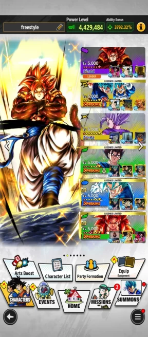 D551-IOS+Android-7 UL(SS4 Gogeta Full Red Star+Beast Gohan+Majin Vegeta+Gohan)+42 Legend+Vip Equipment+Nice Team+Team GT+Team Fusion+Team Future