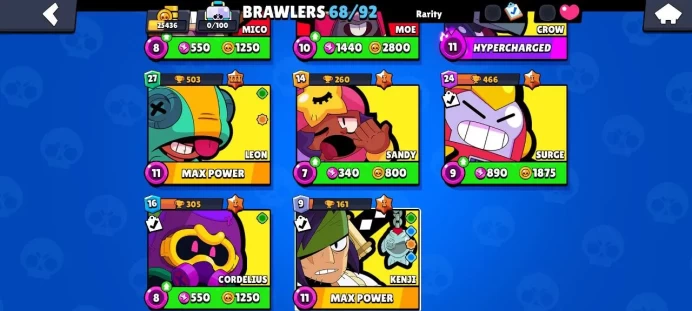 25K+ | 6 LEGENDARY Brawlers: Crow, Leon, Sandy, Surge, Cordelius, Kenji! | 61 Skins