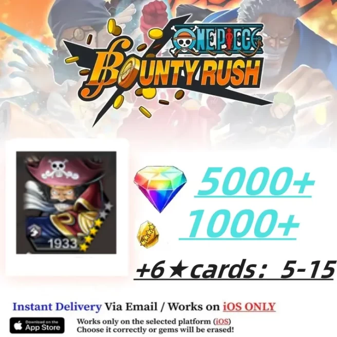 Global[IOS/Only]Roger V2[5000+RD][1000+GF]+60+ Random 4-5 Star Characters+Random 6 Star Character 5-15[Fast delivery] ONE PIECE Bounty Rush