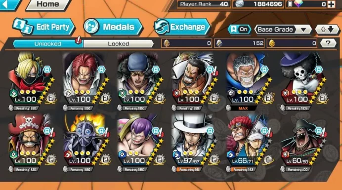 BR538-IOS+Android-Garp Full Boost+7 Ex(Kuzan+Shank v4+Lucci+Roger v1+Kid Law+Black Beard)+Good Medal+Support 158%+Brook Max+Craker Max+King Max