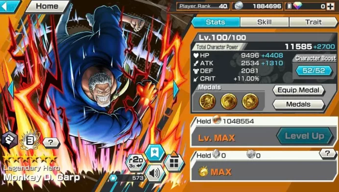 BR538-IOS+Android-Garp Full Boost+7 Ex(Kuzan+Shank v4+Lucci+Roger v1+Kid Law+Black Beard)+Good Medal+Support 158%+Brook Max+Craker Max+King Max