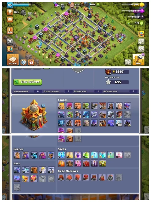 M25◆Full Lab,Siege Unlock For Donate◆Th 16 Donation ID◆Hero【41,50,40,36,21】Electro Bot-23, Others Equipment Maxed◆BH 10◆Instant Deliver
