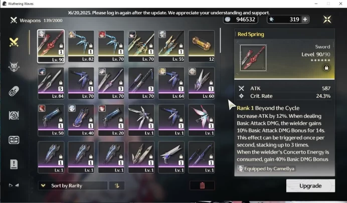 SEA|UL 61|Camellya+Sign (5 Star's Weapon) (Camellya,Brant,Phoebe,Yinlin,Ciaccona,Chalcaro, etc) (DB lvl 25)  |Check SS (WW1151)