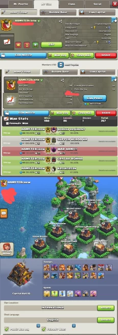 # CAPITAL HALL 10 # | Clan Level 19 | Name: HAMSTERcrew | Awesome Name | MAX CAPITAL ARMY | Wins 180 ,Losses 86 | Crystal 3