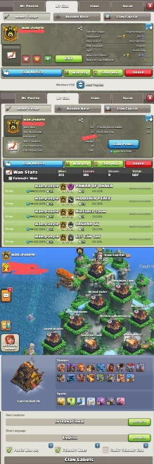 # CAPITAL HALL 10 # | Clan Level 19.6 | Name: war_purple | Awesome Name | Wins 313 ,Losses 185 | Crystal 1