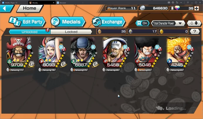 Player Rank 11|Meta 6 Extream(Roger Lv 80,Yamato Lv80,Kuzan Lv61,Akainu Lv60,Luffy Lv70,Big Mom Lv60,Etc)|Log Bandai|(OPBR748)