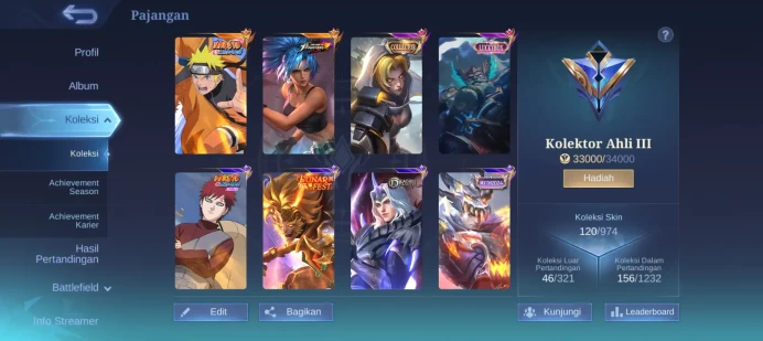 #ML.1061 Instant Delivery lvl 58 Hero 87 skin 120 android+ios+PC guaranteed+reliable+friendly