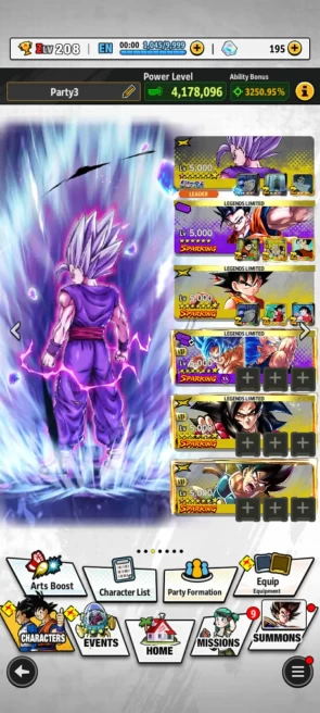 UL Gohan Beast 8S+ 27 LL (Buu kid 8s+ss4 Goku+Goku mini+Goku Uis+gohan pur+Bardock+GokuVegeta) Have Equip- ANDROID-IOS-BANDAI (812)